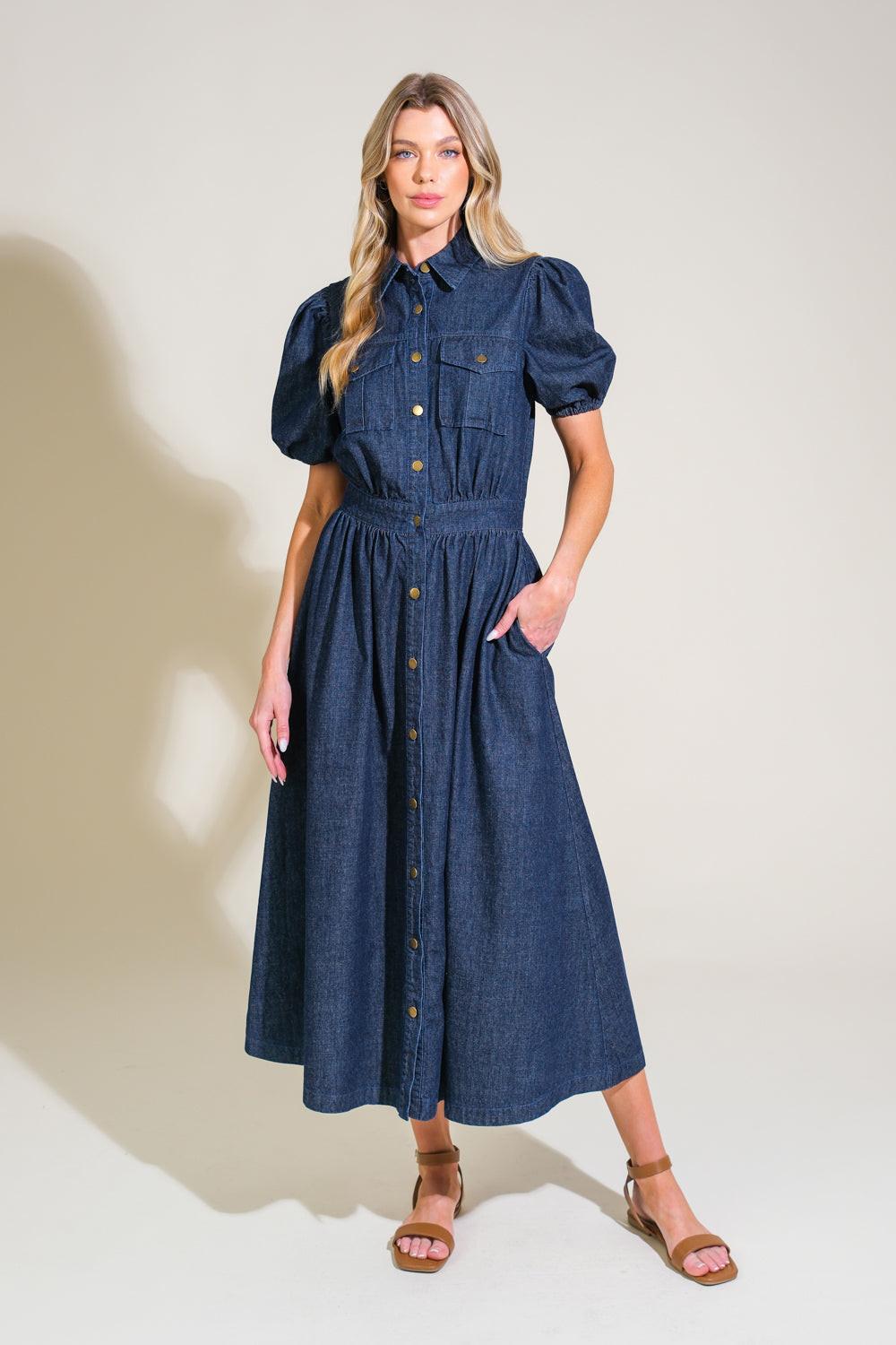 Get The Look Denim Midi Dress L Flying Tomato Medium Indigo / M Get The Look Denim Midi Dress L Flying Tomato Medium Indigo / M