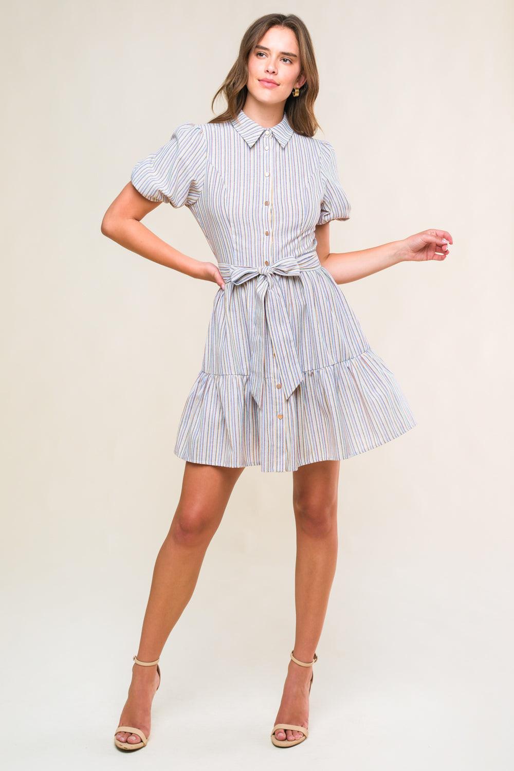 ADORABLE PRESENCE WOVEN MINI DRESS.