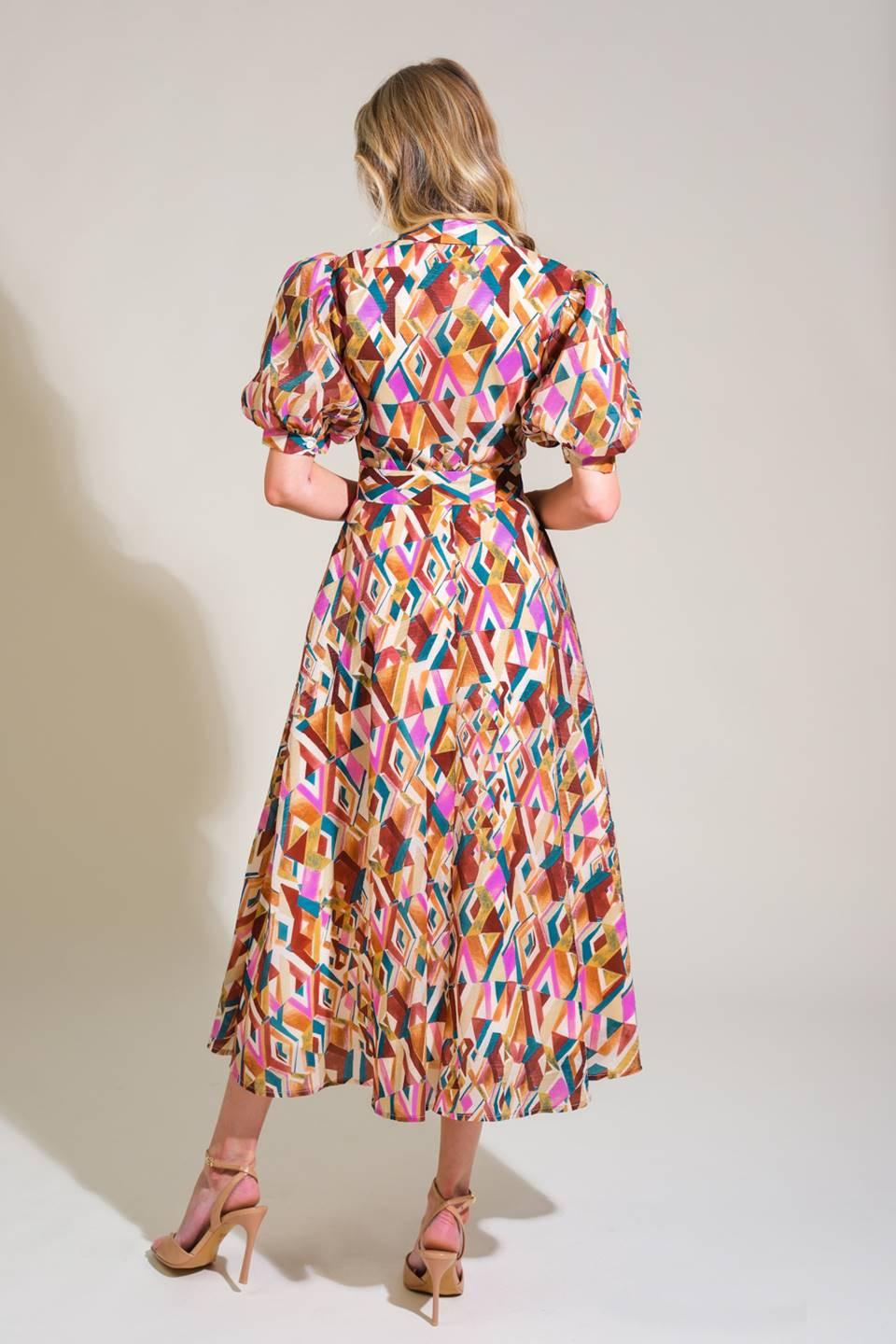 GARDEN HARMONY WOVEN MIDI DRESS.
