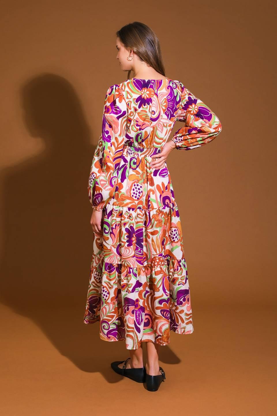 BLOSSOM BEAUTY WOVEN MIDI DRESS.