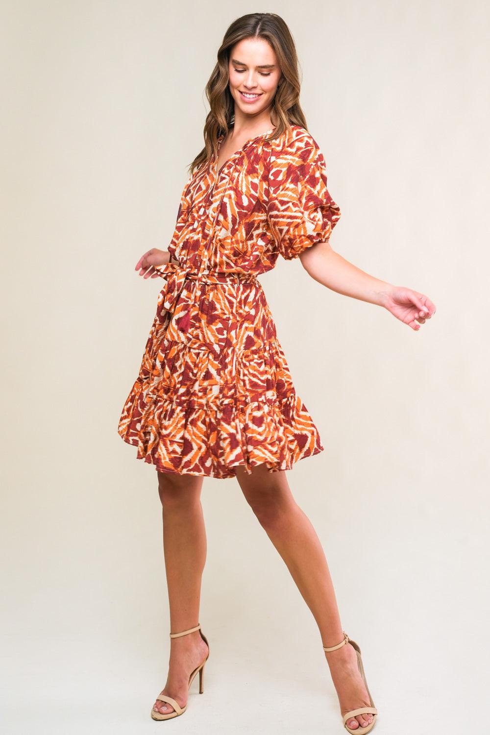 FLORA HARMONY WOVEN MINI DRESS.