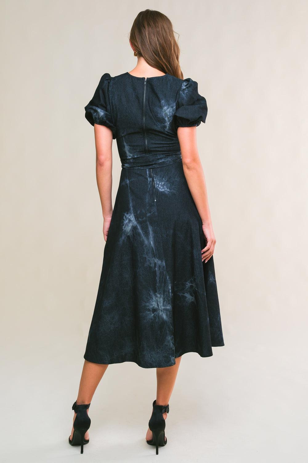 GARDEN GRACE TWILL MIDI DRESS.