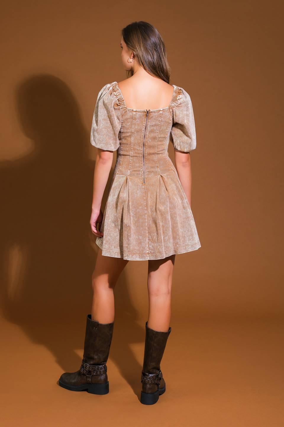 URBAN SOPHISTICATION TWILL MINI DRESS.