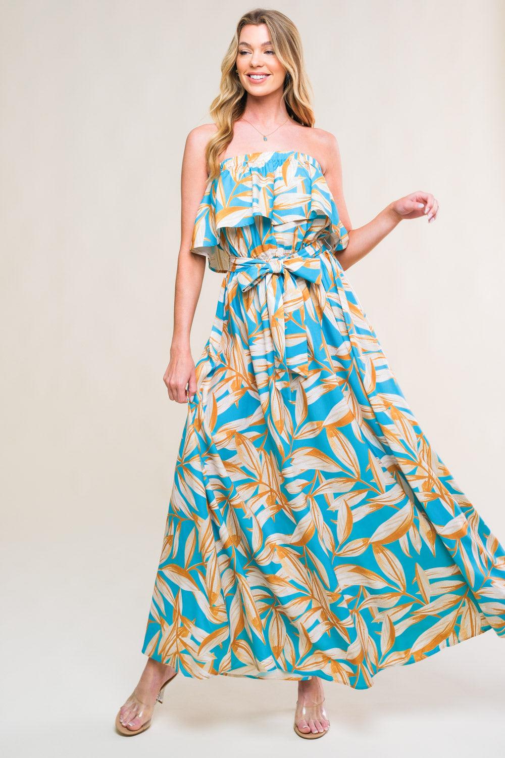 BLOSSOM IN TIME WOVEN MIDI DRESS.