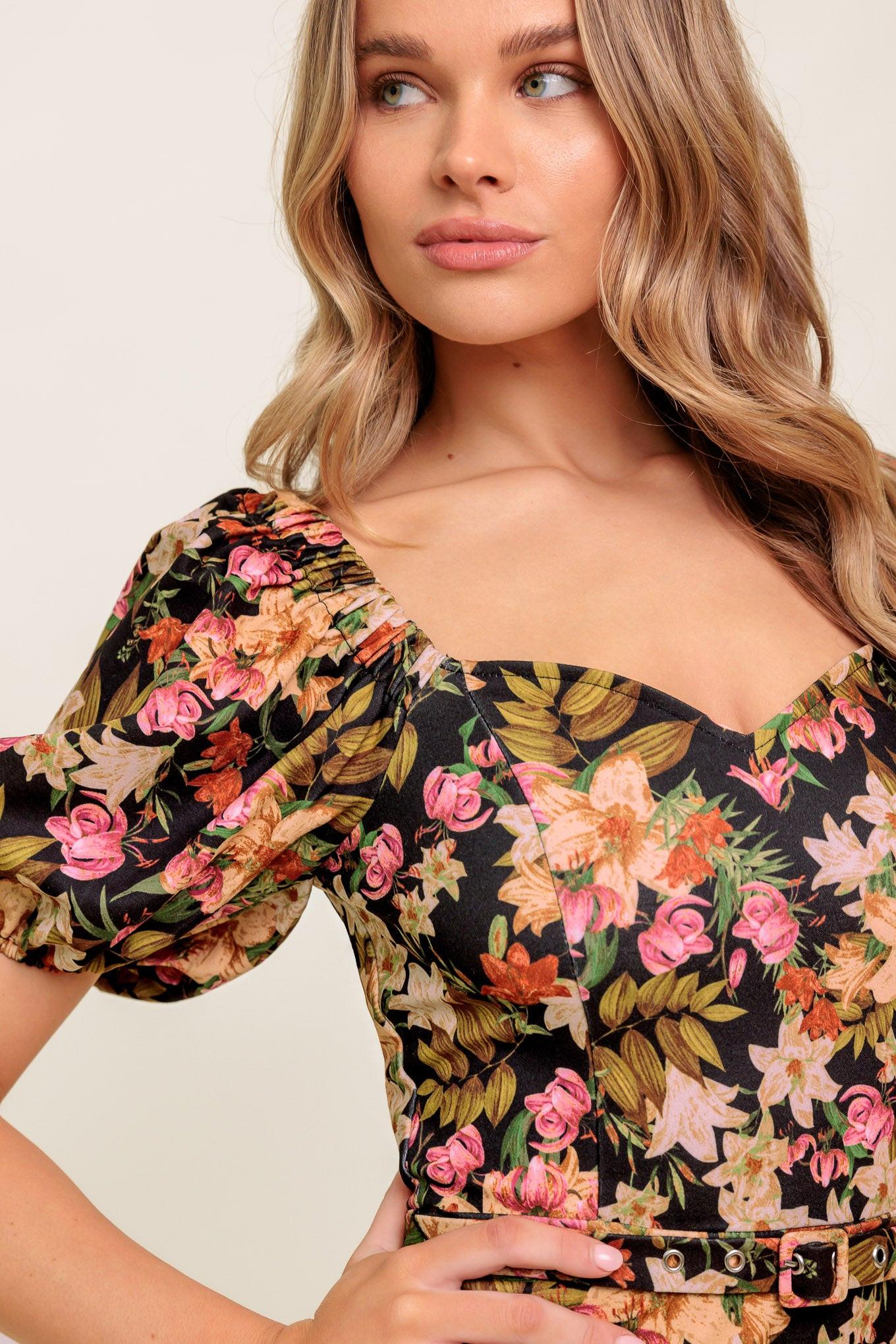 SWEET AT HEART WOVEN MIDI DRESS.