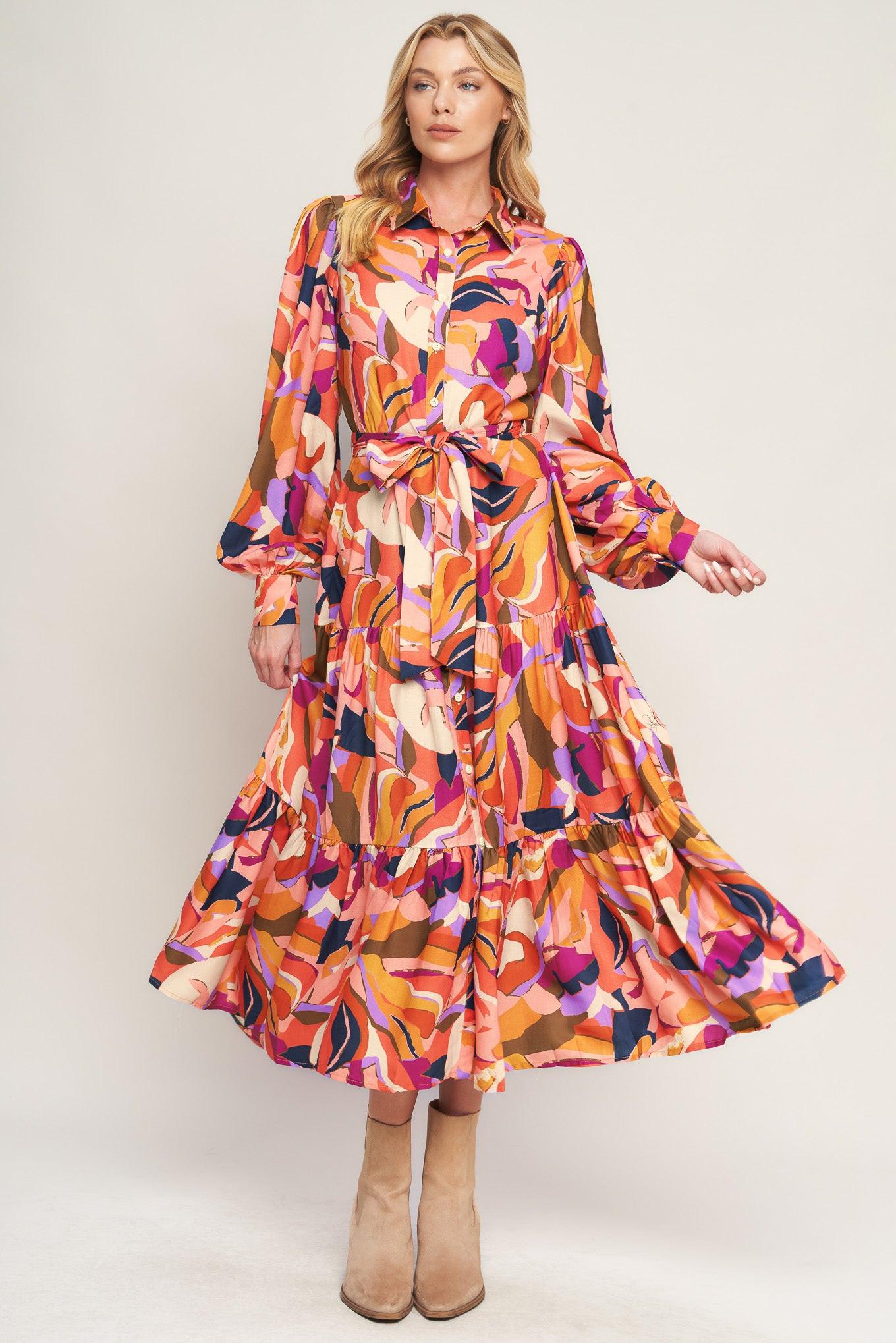 ROSEWOOD ROMANCE WOVEN MIDI DRESS.