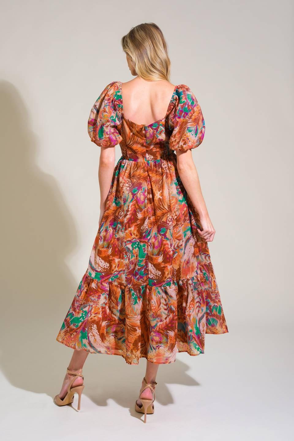BRING US BACK WOVEN MIDI DRESS.