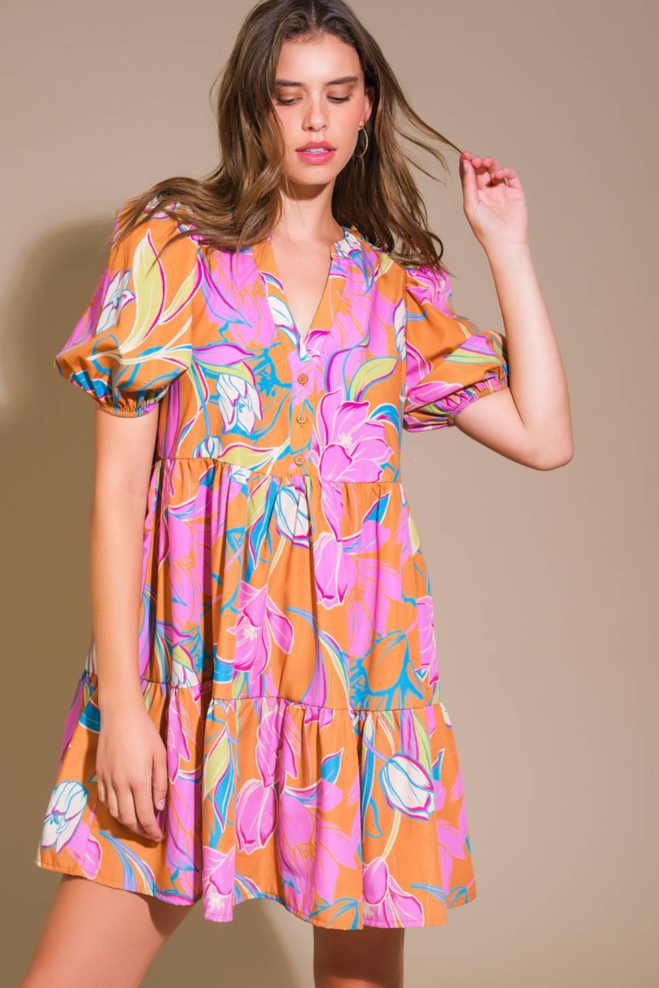 MOMENTOUS CUTENESS WOVEN MINI DRESS.