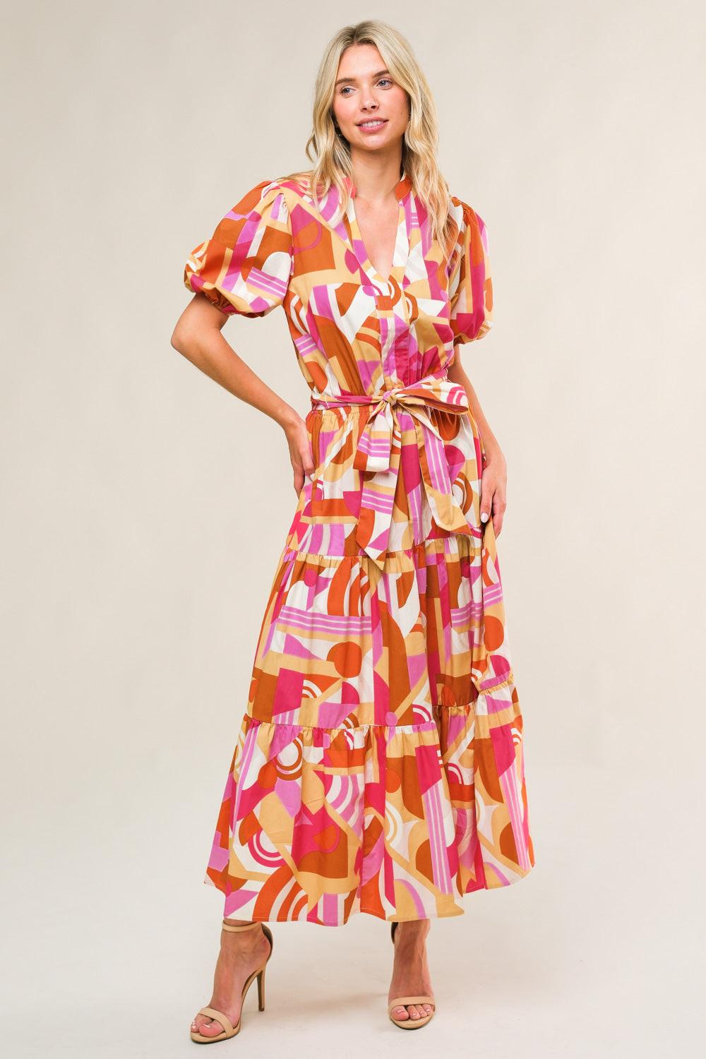 HARBOR POINT WOVEN MIDI DRESS.