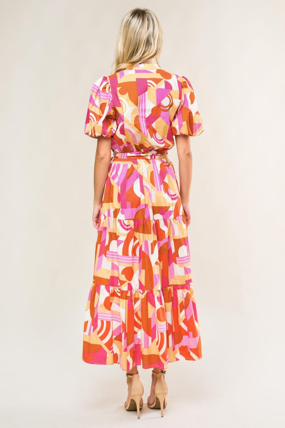 HARBOR POINT WOVEN MIDI DRESS.