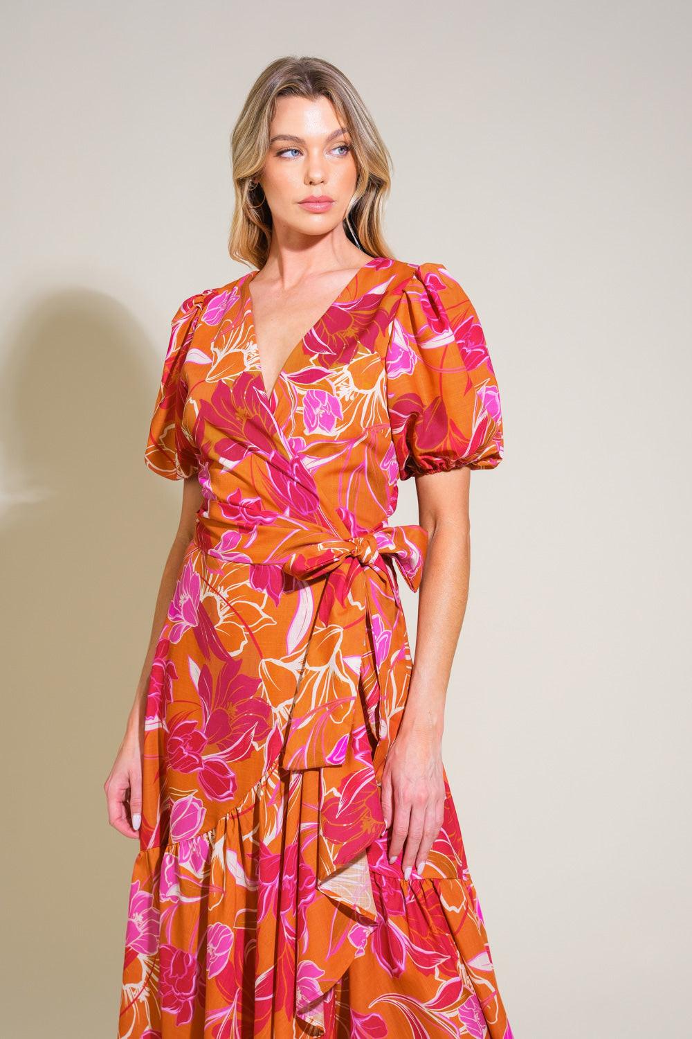 open lace back dress Love in Bloom Woven Maxi Dress L Flying Tomato Burnt Orange / M