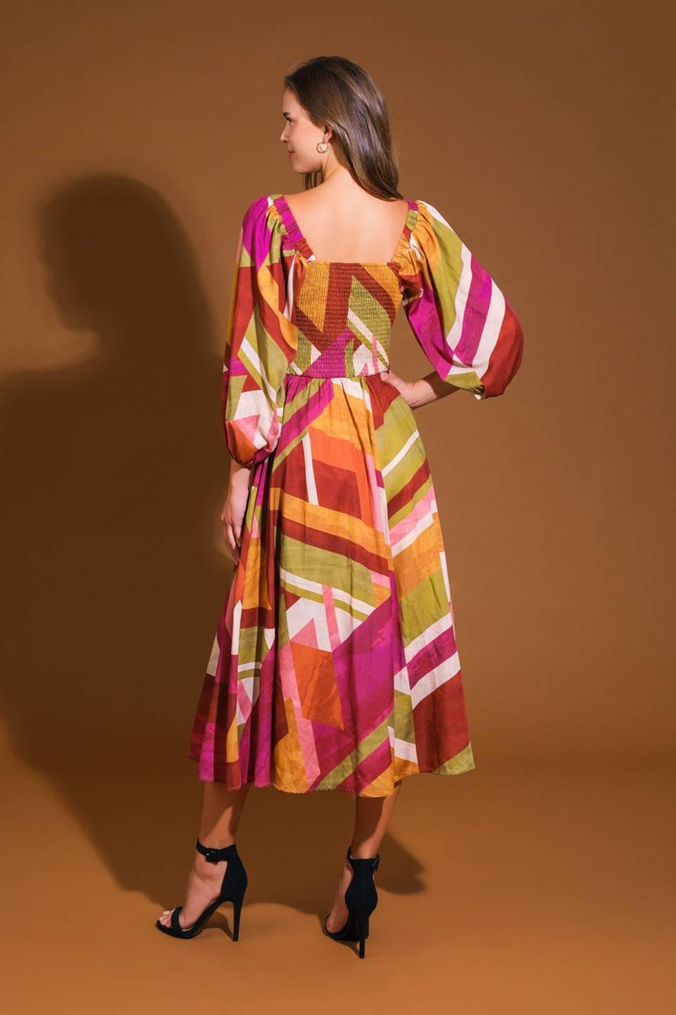 FLORAL CASCADE WOVEN MINI DRESS.
