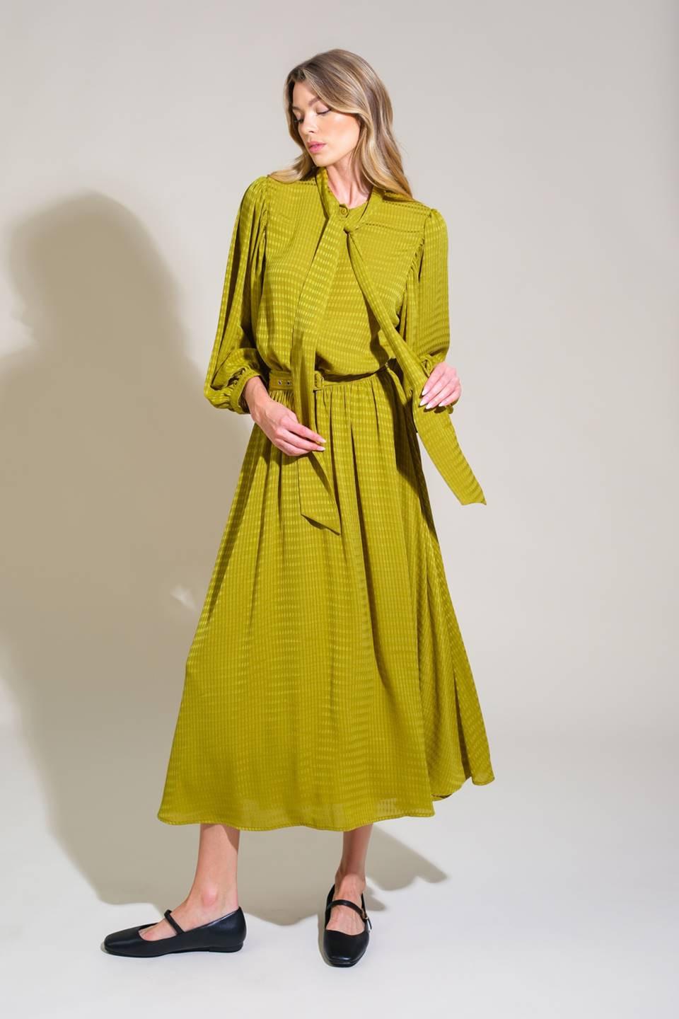 LOVE LIKE OURS WOVEN MIDI DRESS.