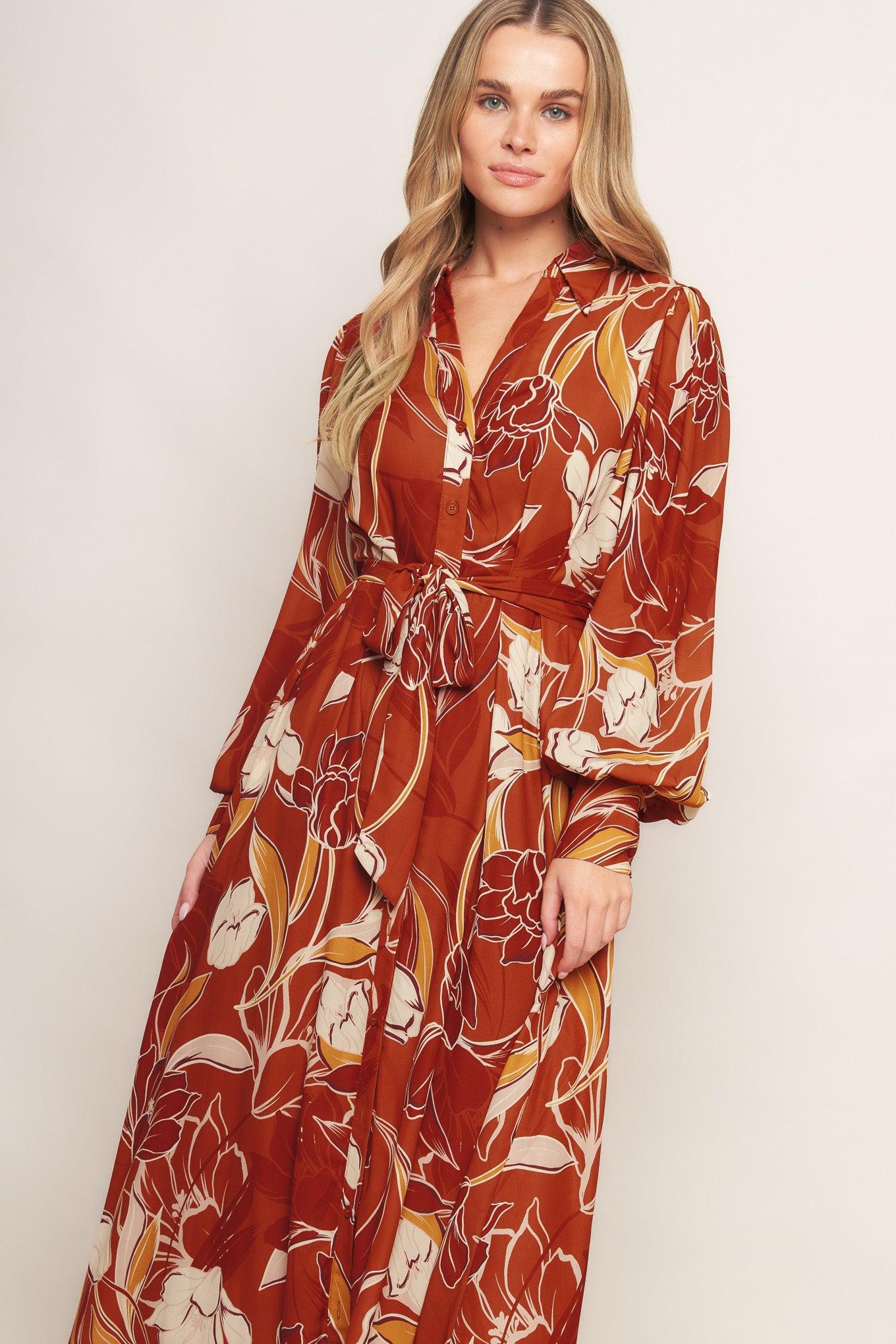BLOOMING RADIANCE WOVEN MIDI DRESS.