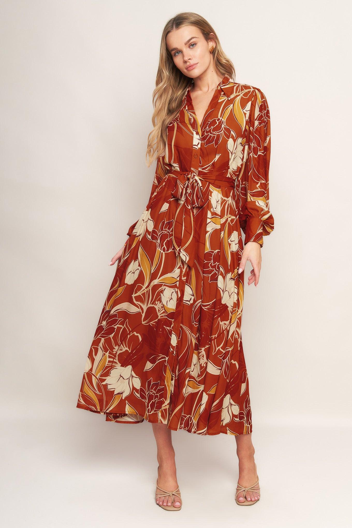 BLOOMING RADIANCE WOVEN MIDI DRESS.