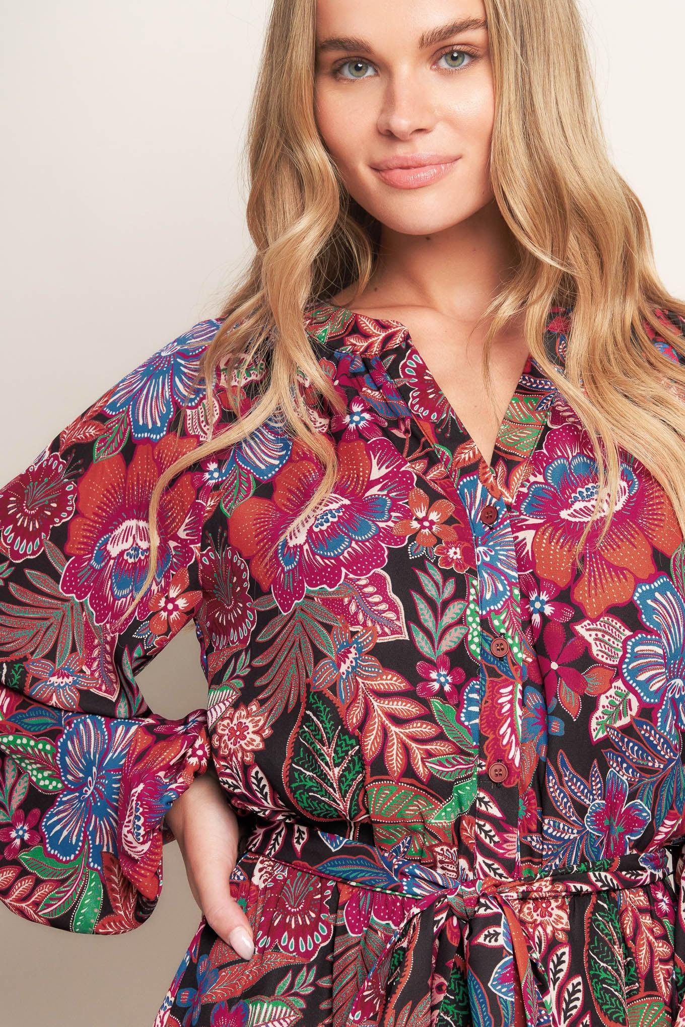 FLORAL BLISS WOVEN MINI DRESS.