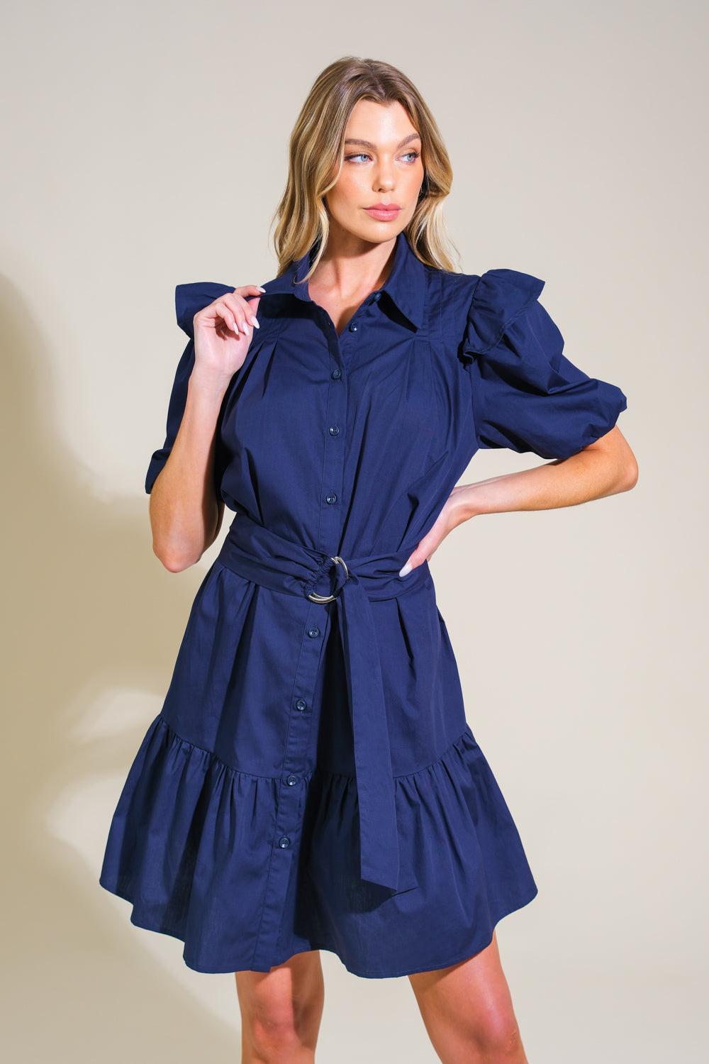 IRIDESCENT DREAM WOVEN MINI DRESS l FLYING TOMATO NAVY / M