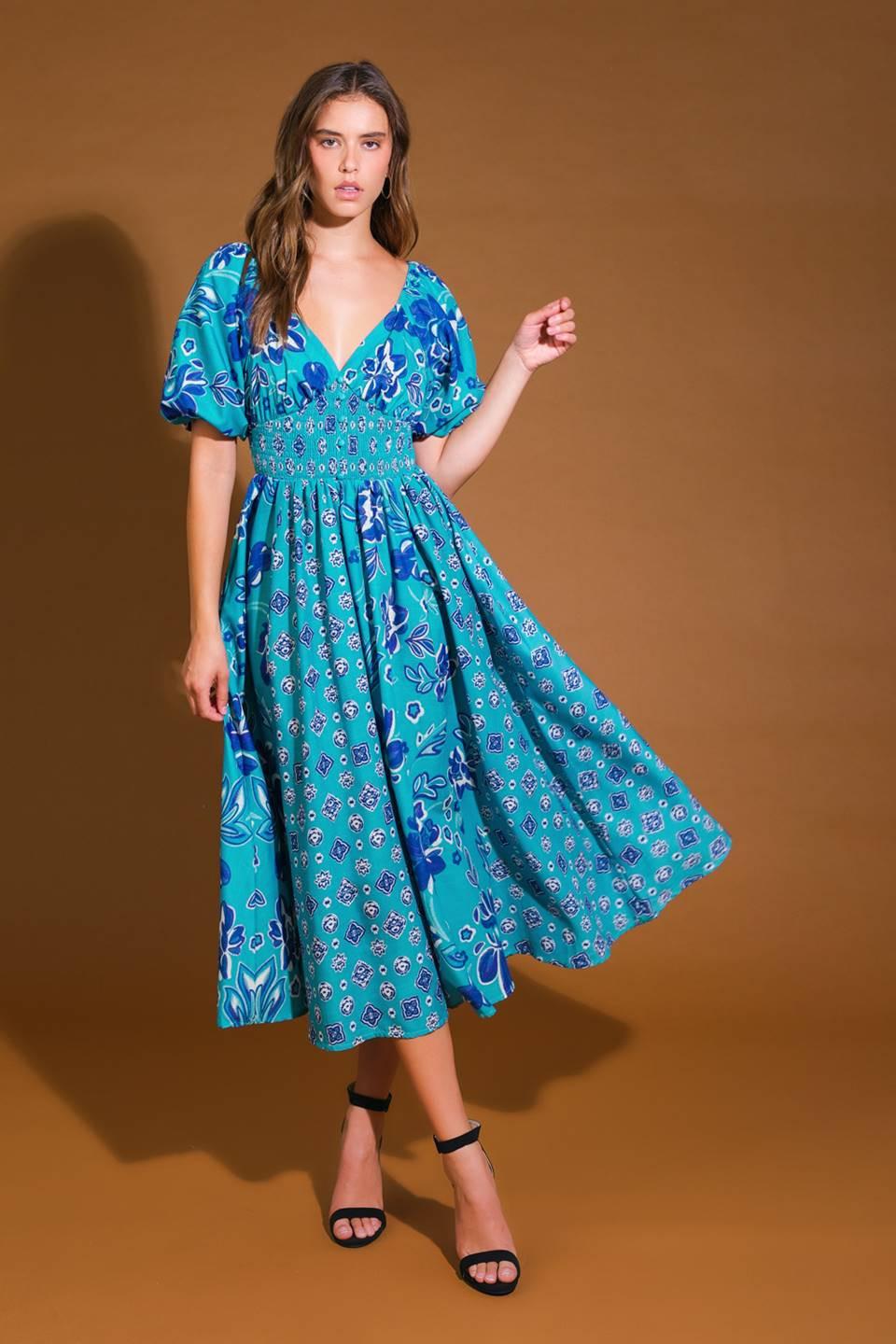 NEW CASTLE WOVEN MIDI DRESS.