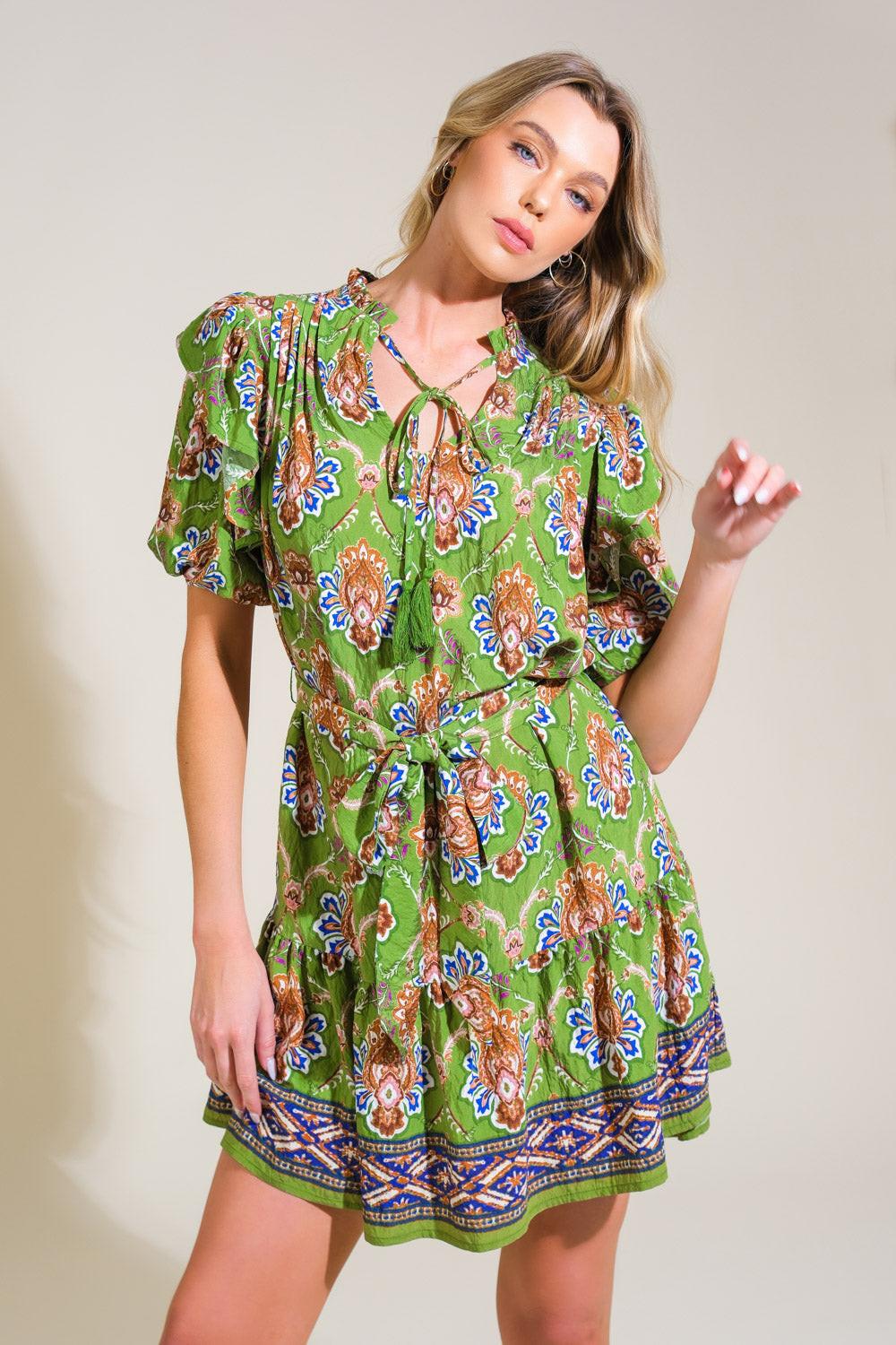 PURE SERENITY WOVEN MINI DRESS.