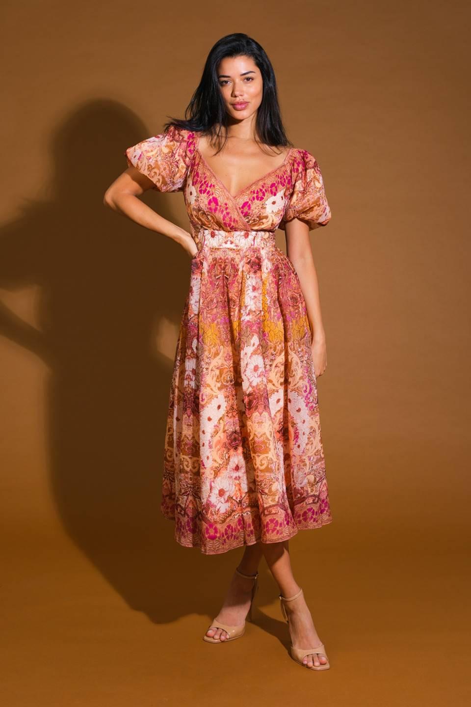 FOR GOOD WOVEN MIDI DRESS.