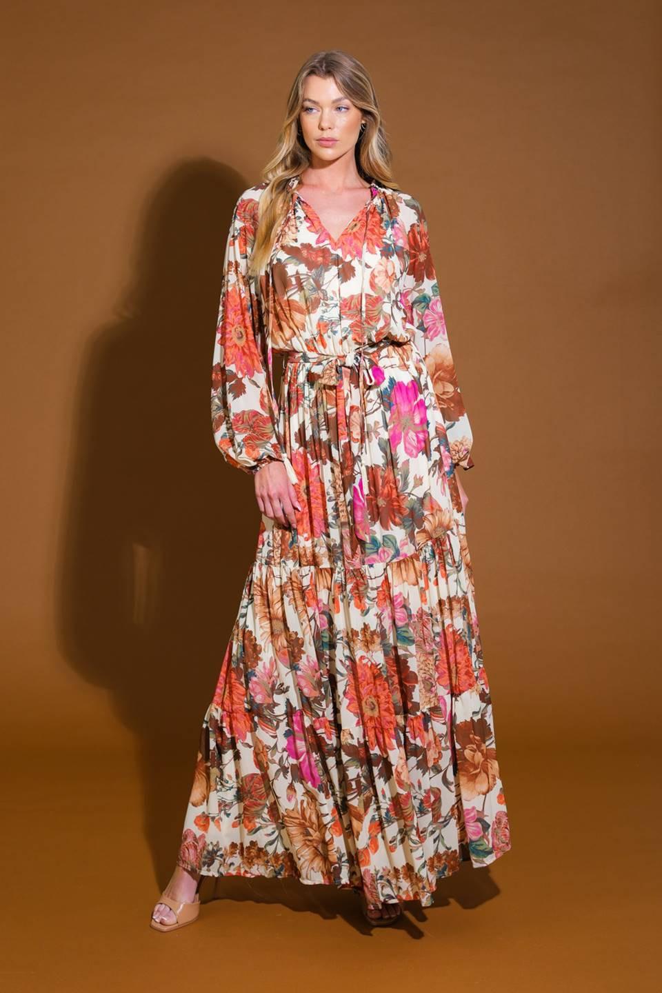 Flying Tomato Women's Off-Shoulder Floral Hi-Low Dress - Size Large, Abstract Ivory Print