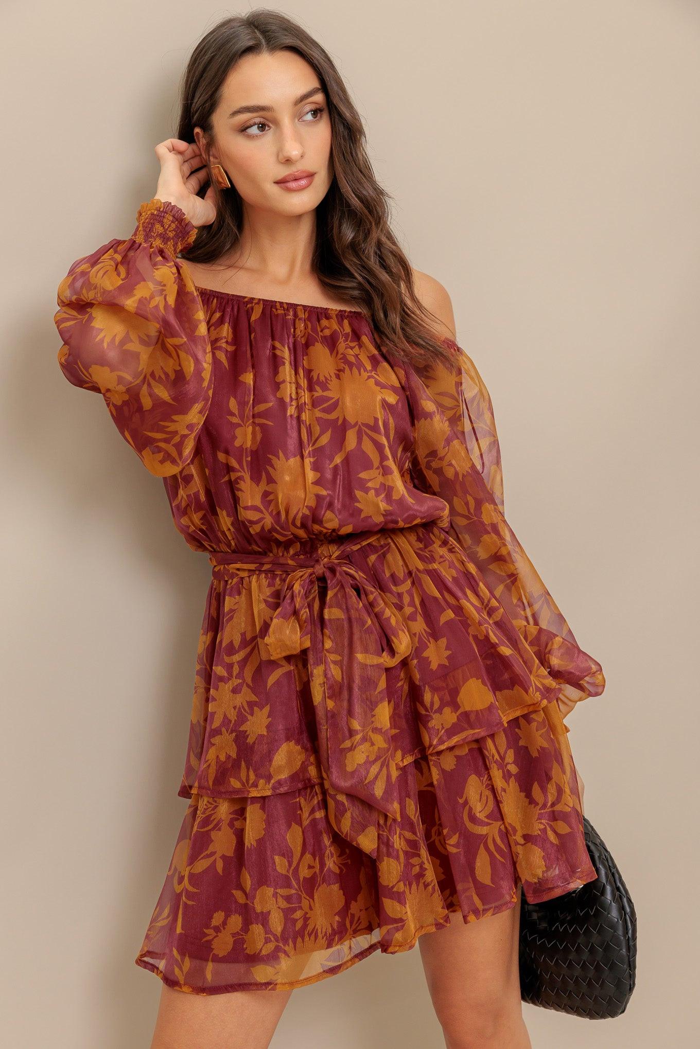 PETAL MIST WOVEN MINI DRESS.