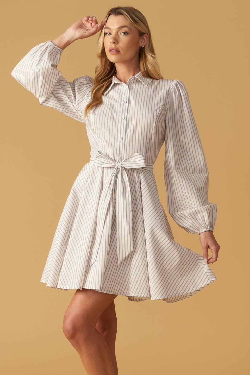 BEAUTY & STYLE WOVEN MINI DRESS.