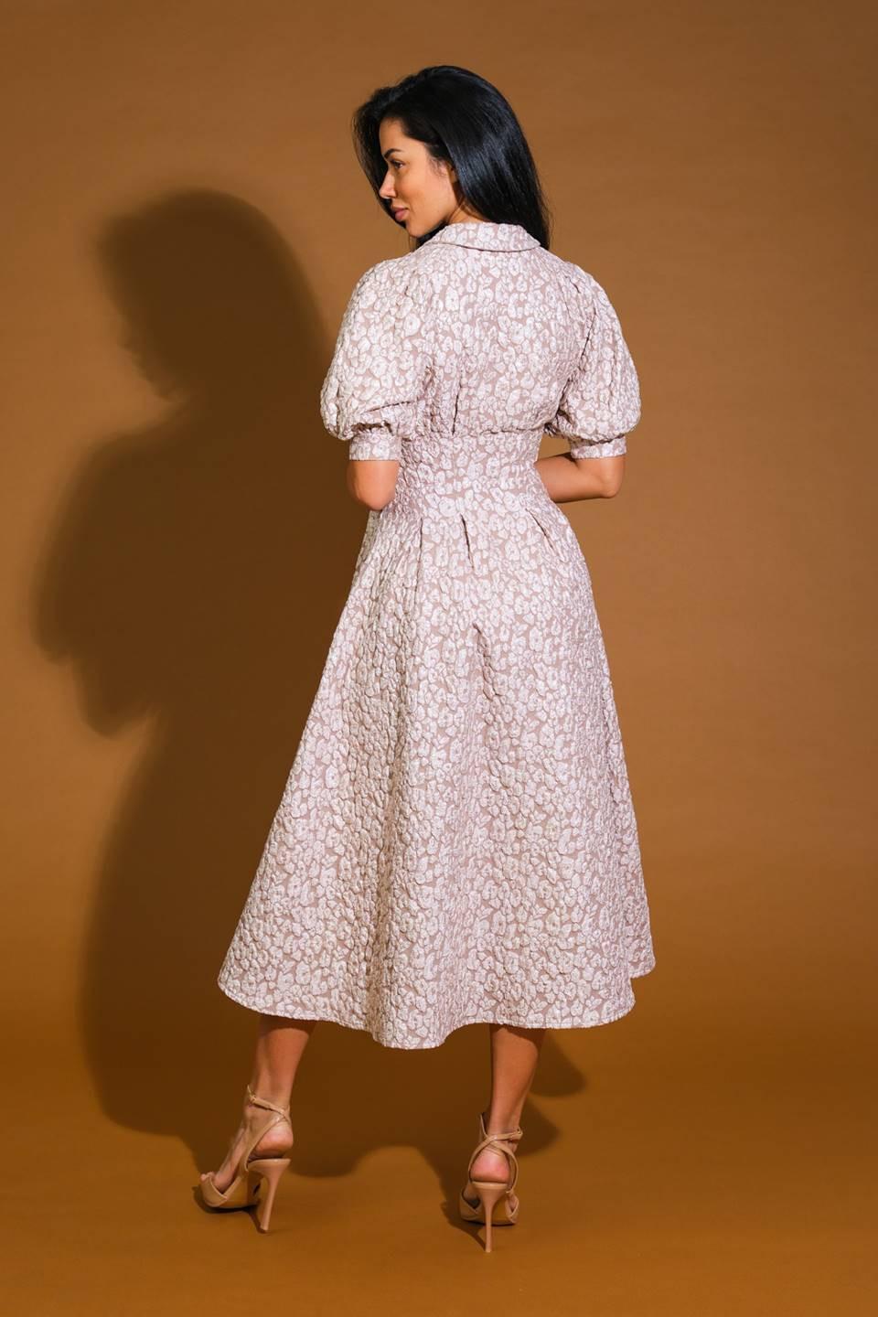 PERFECT VISION WOVEN MIDI DRESS.