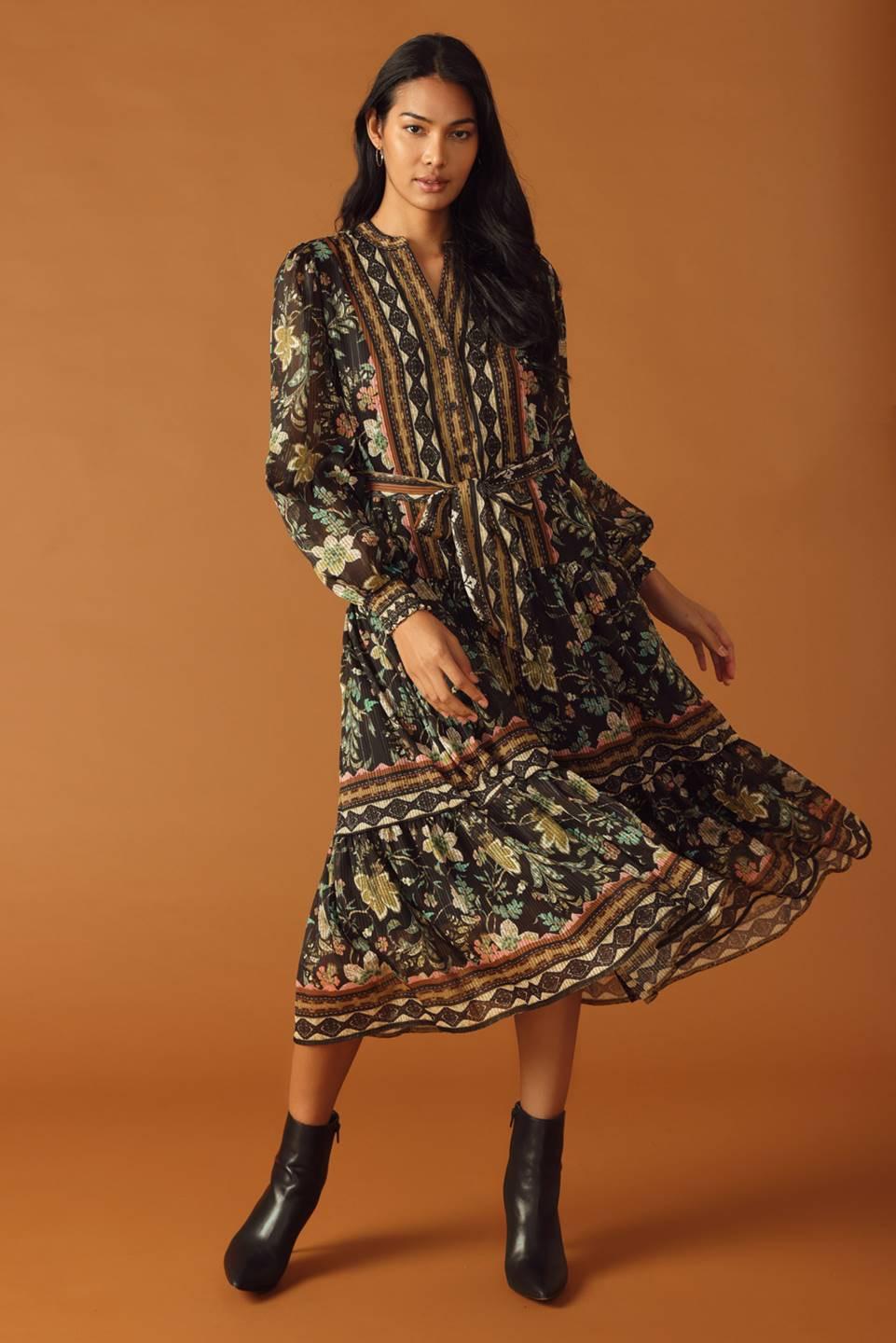 ALONG THE WAY WOVEN MIDI DRESS.