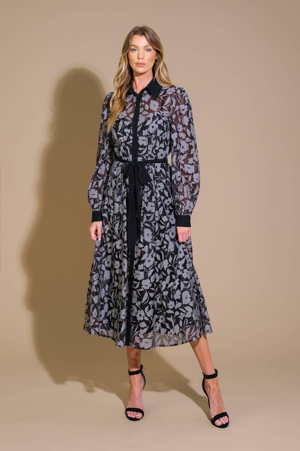 CAPTIVATING ALWAYS JACQUARD MIDI DRESS.