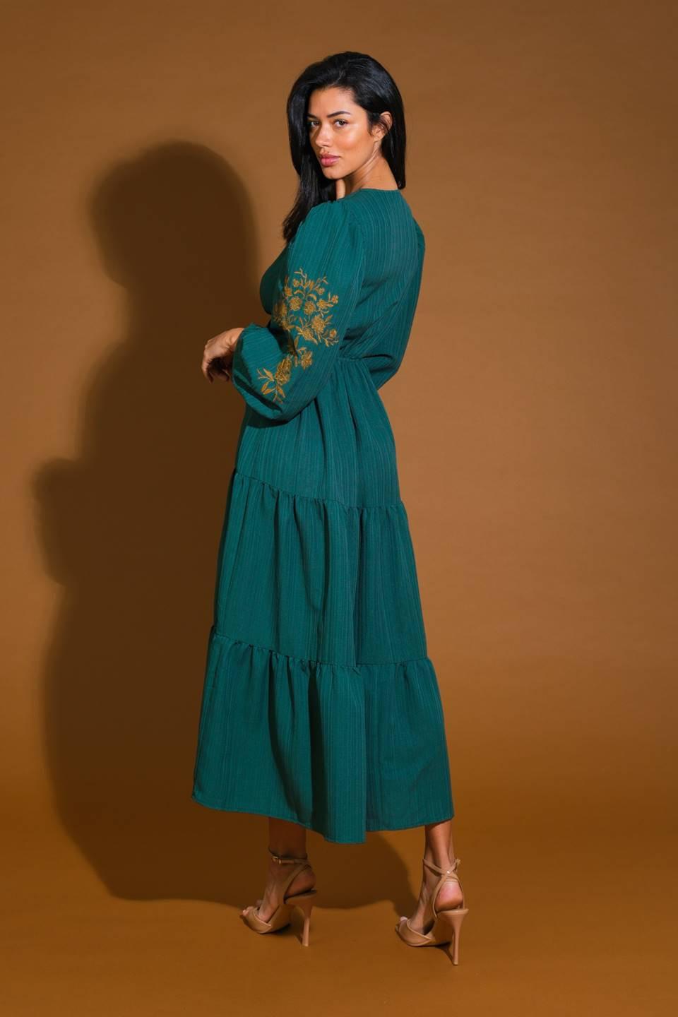 YOUNG LOVE WOVEN MIDI DRESS.