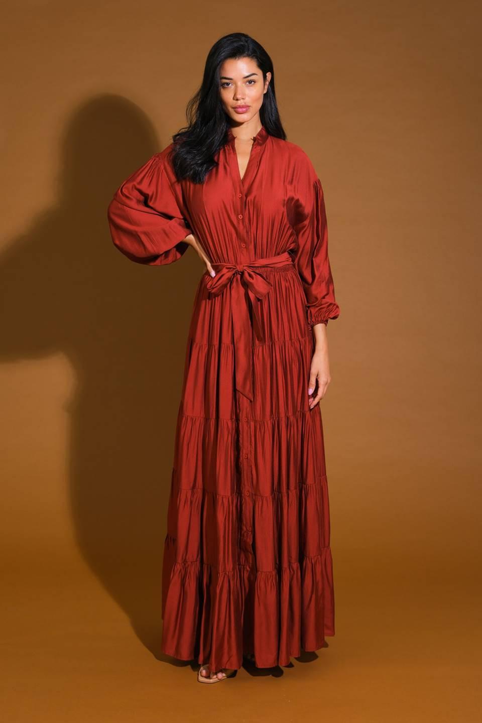 PERFECT POTENTIAL WOVEN MAXI DRESS.