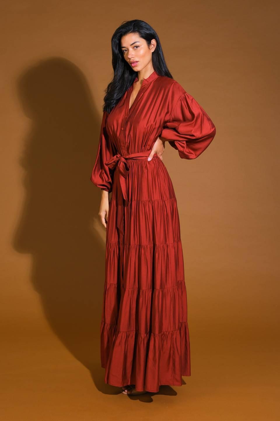 PERFECT POTENTIAL WOVEN MAXI DRESS.