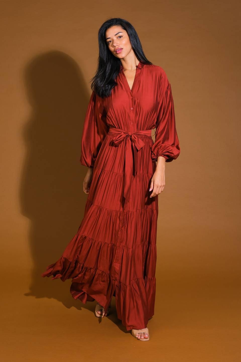 PERFECT POTENTIAL WOVEN MAXI DRESS.
