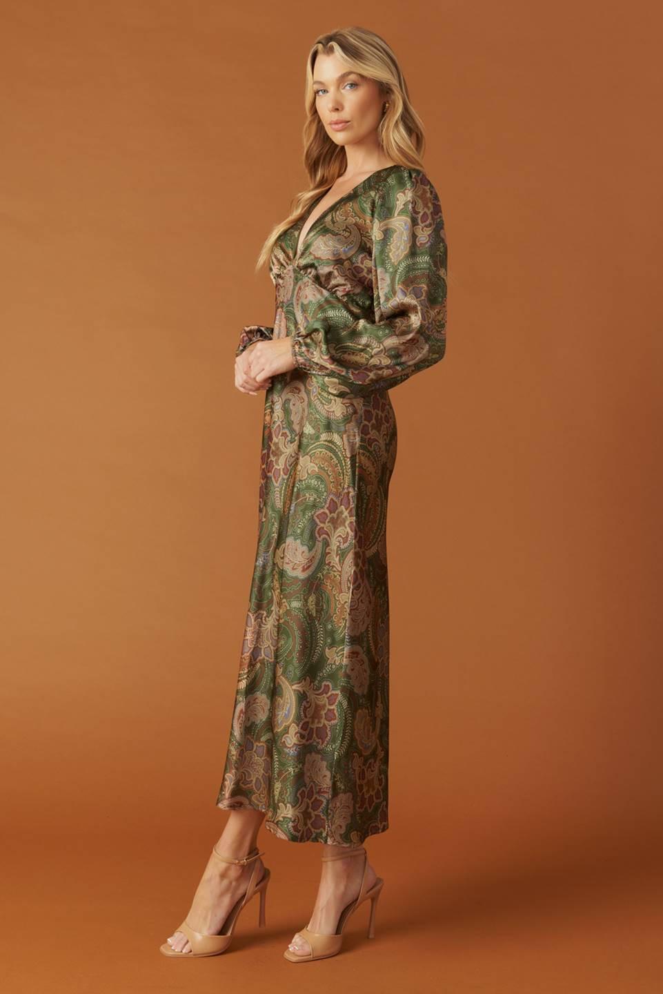 STICK SEASON WOVEN MIDI DRESS.