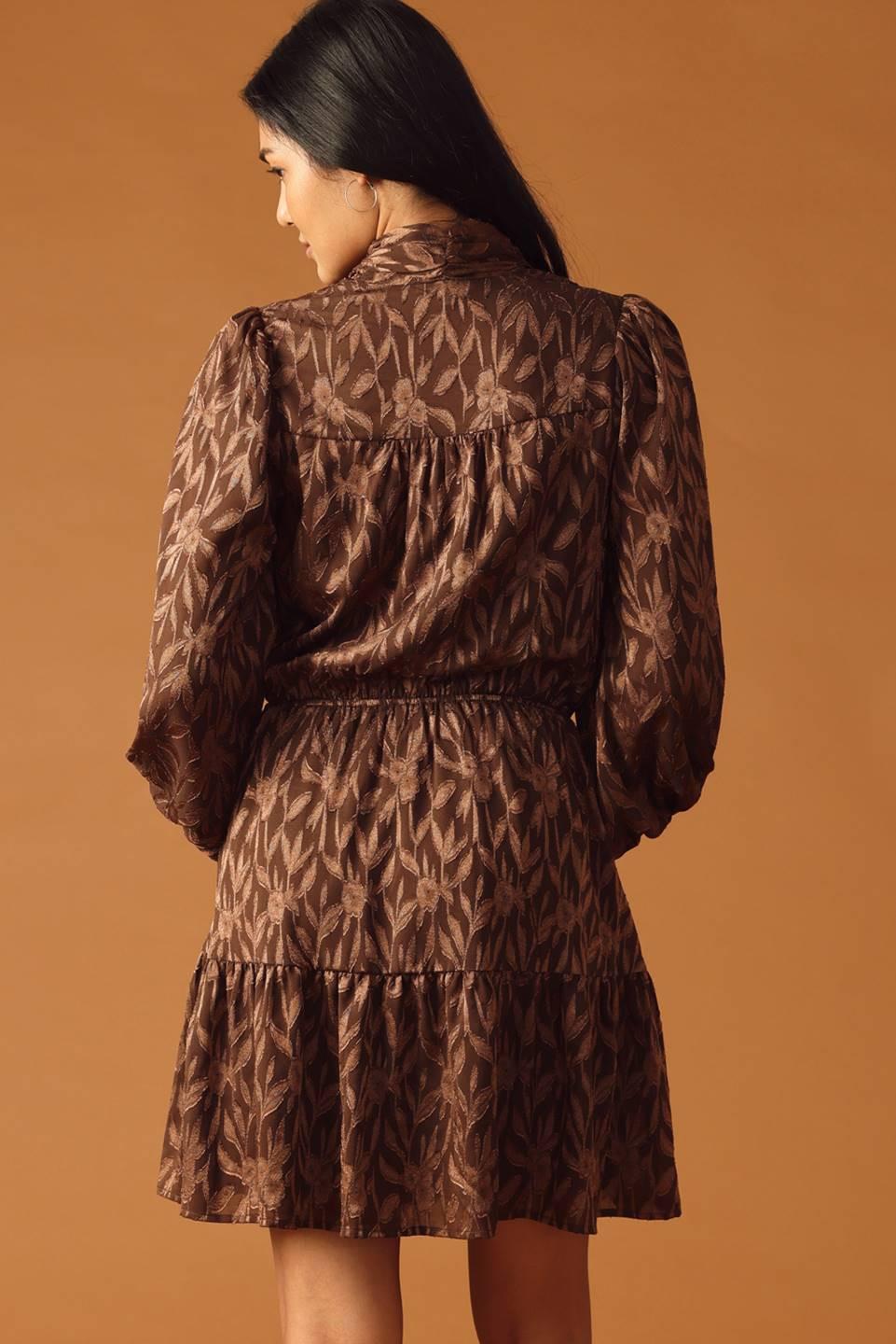 OPEN PATH ALMOND WOVEN MINI DRESS.