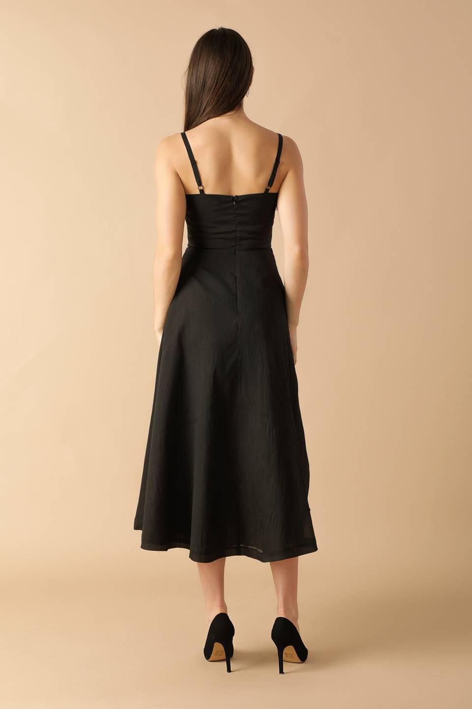 WHISPERING PINES WOVEN MIDI DRESS.
