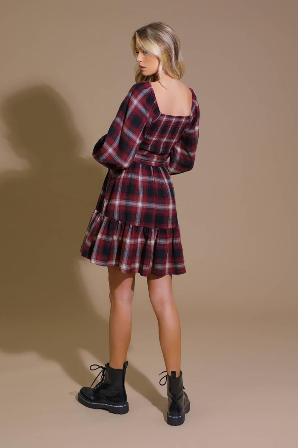 BE WITH YOU WOVEN PLAID MINI DRESS.