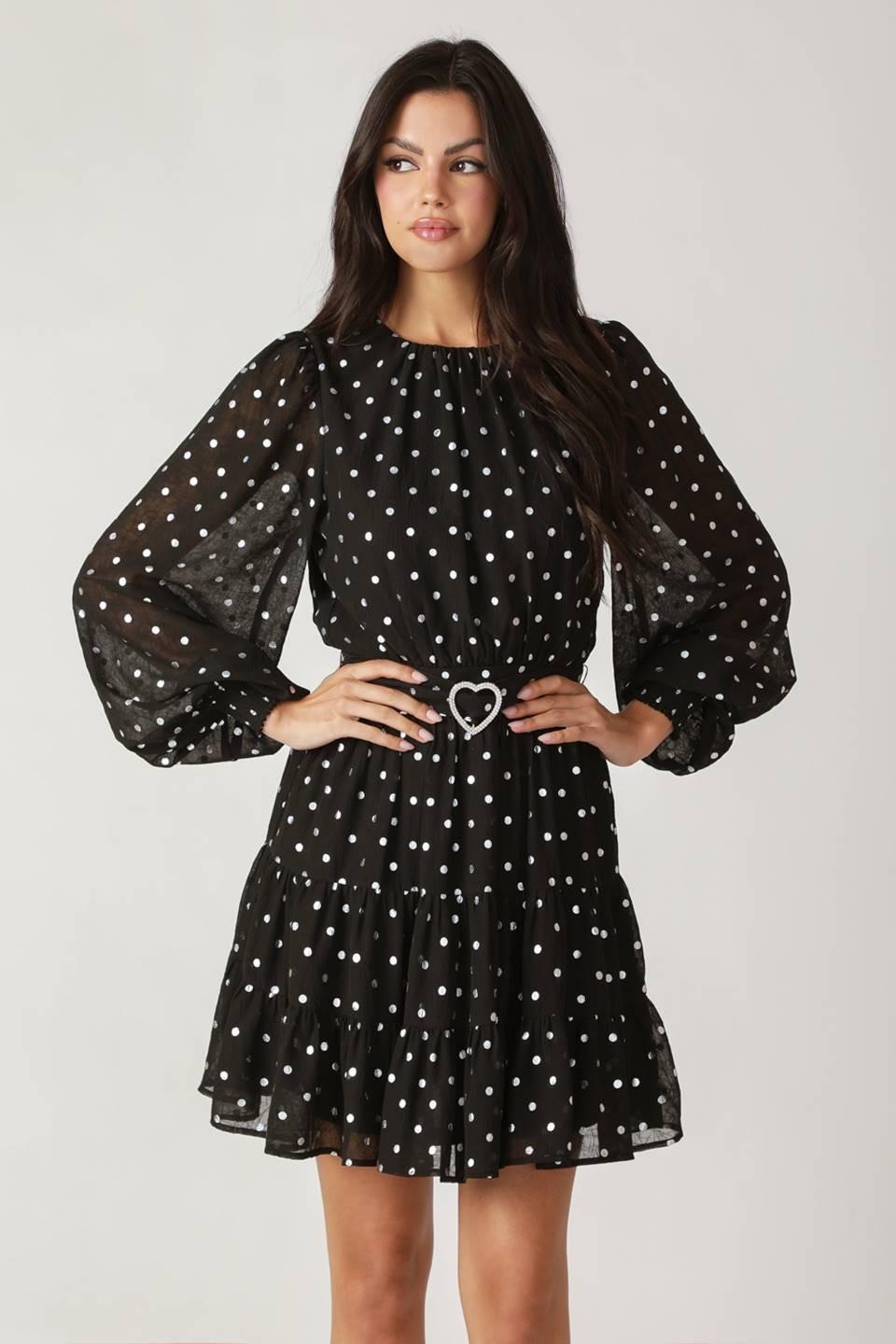 DANCING IN THE RAIN WOVEN MINI DRESS.