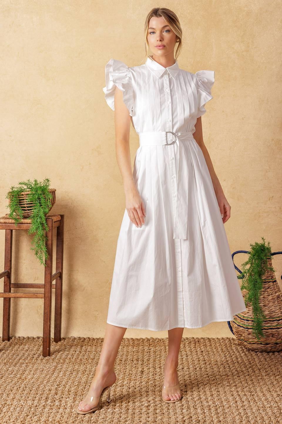 GLIMPSE IN TIME WOVEN MIDI DRESS - Flying Tomato - DRESSES - Flying Tomato