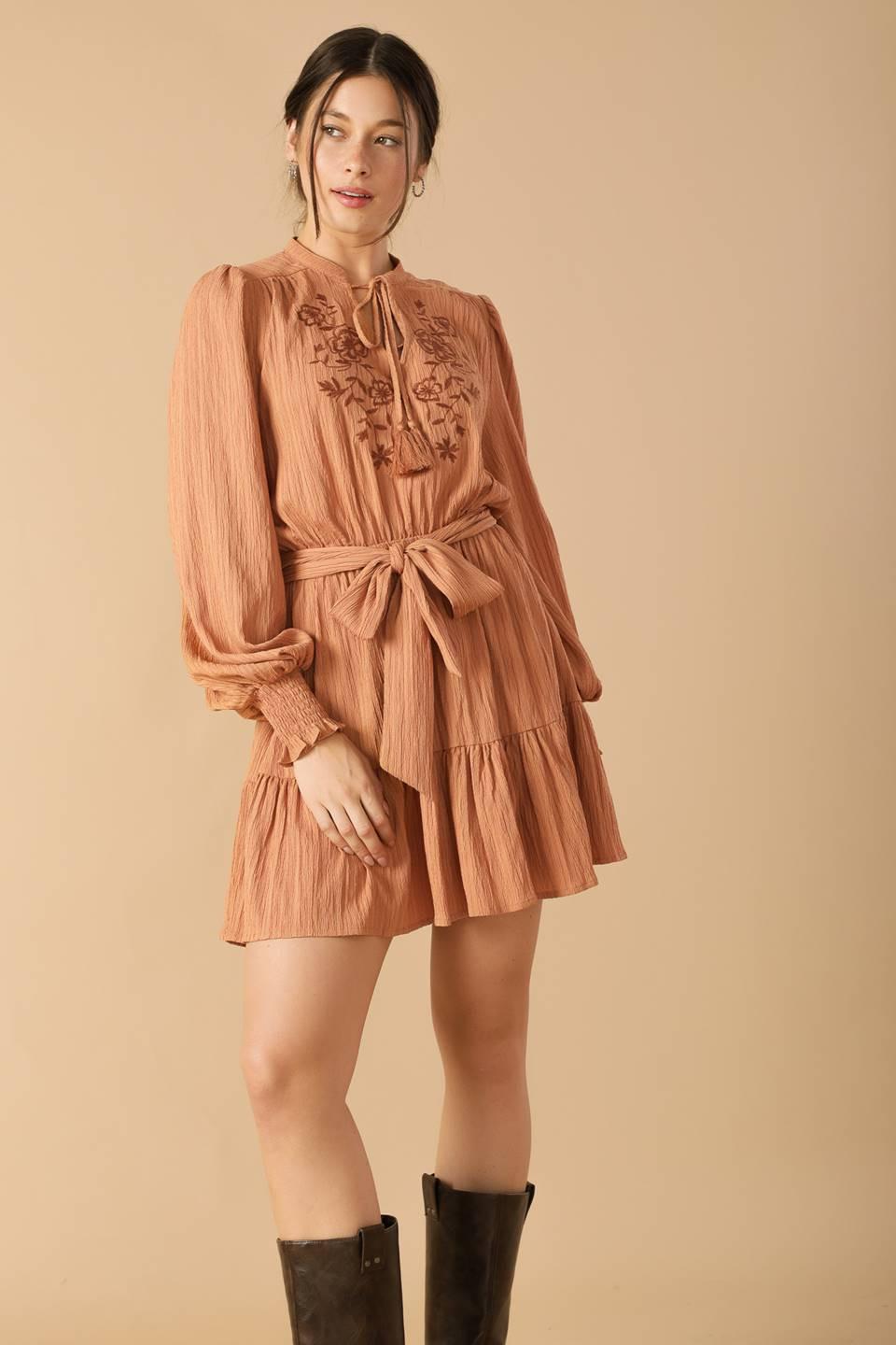 mini terracotta dress WANDERING MIND WOVEN MINI DRESS l FLYING TOMATO – Flying Tomato