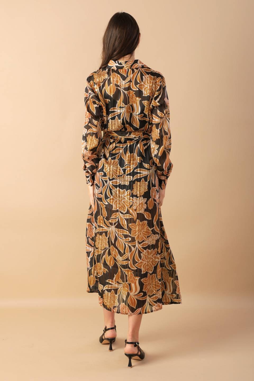 BETWEEN THE LINES WOVEN MIDI DRESS.