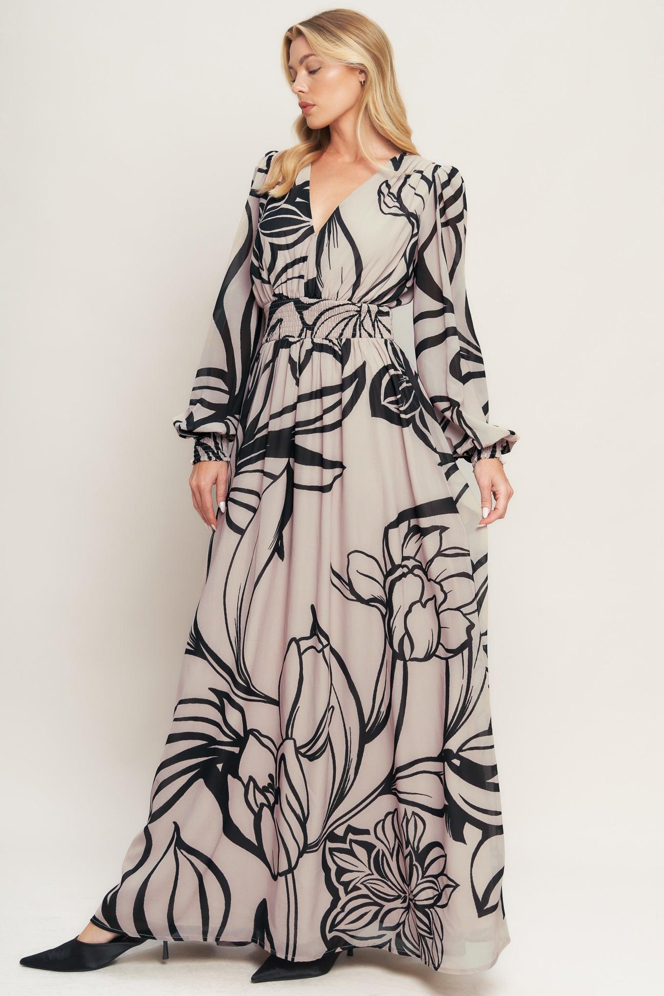 DANCING DEWDROPS WOVEN MAXI DRESS.
