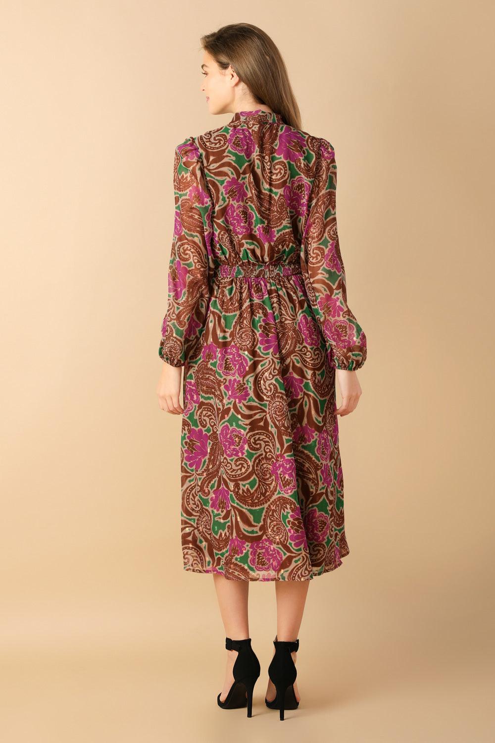 DRIFTING THOUGHTS WOVEN MIDI DRESS.