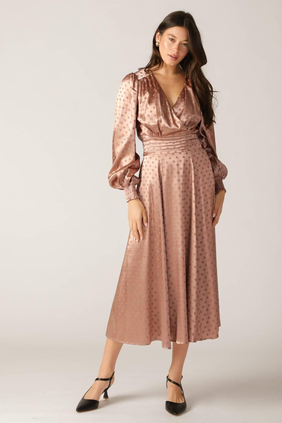 MOMENTS OF CLARITY WOVEN MIDI DRESS.