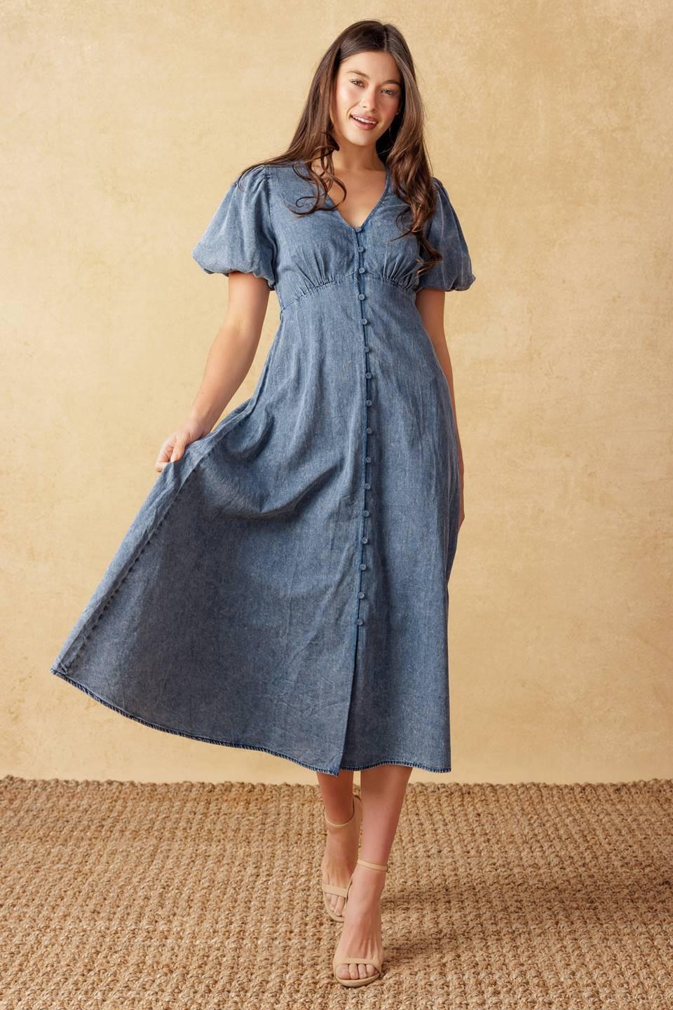 FOREVER MINE LIGHT WEIGHT DENIM MIDI DRESS l FLYING TOMATO – Flying Tomato