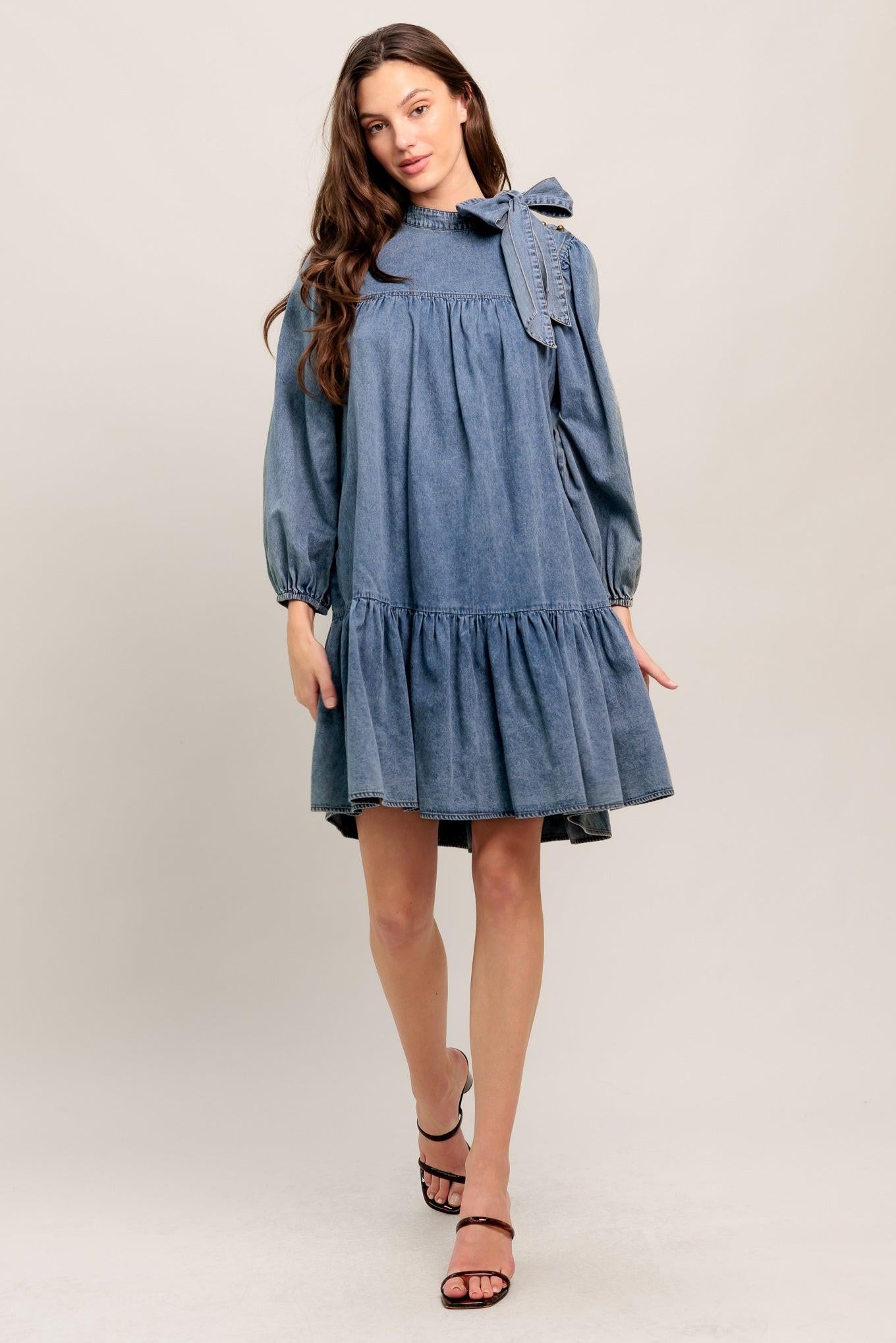 COMMON GROUND LIGHT WEIGHT DENIM MINI DRESS - Flying Tomato - DRESSES - Flying Tomato