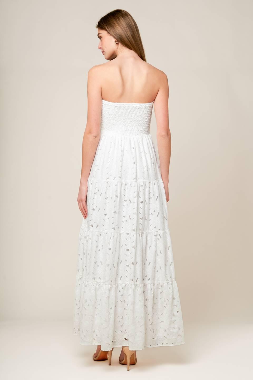 WISHING WELL WHITE WOVEN LACE MAXI DRESS.