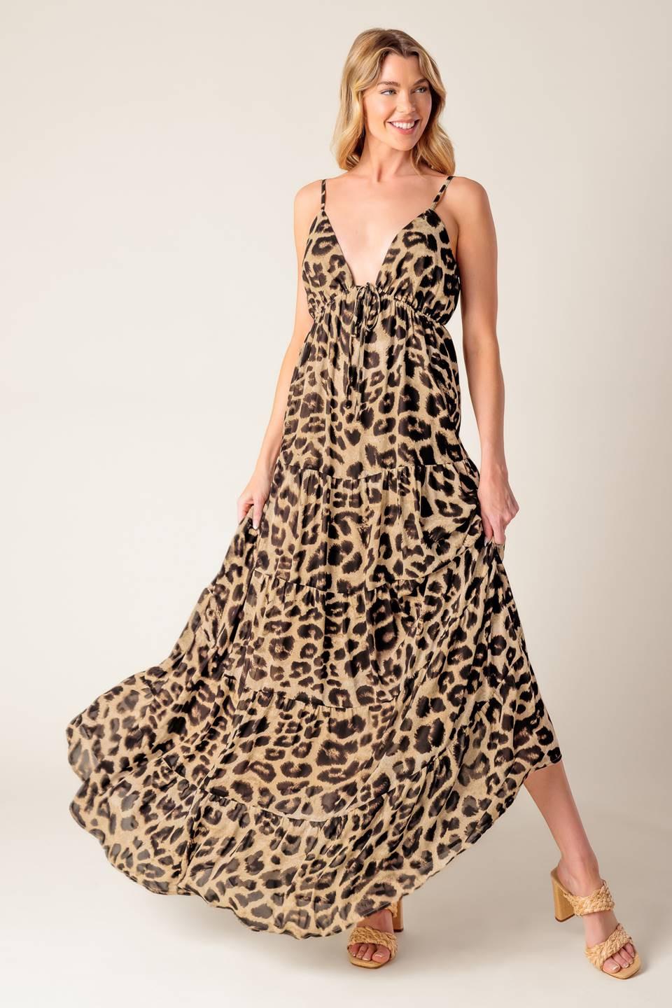 BEACH BUM LEOPARD WOVEN MAXI DRESS l FLYING TOMATO  Flying Tomato