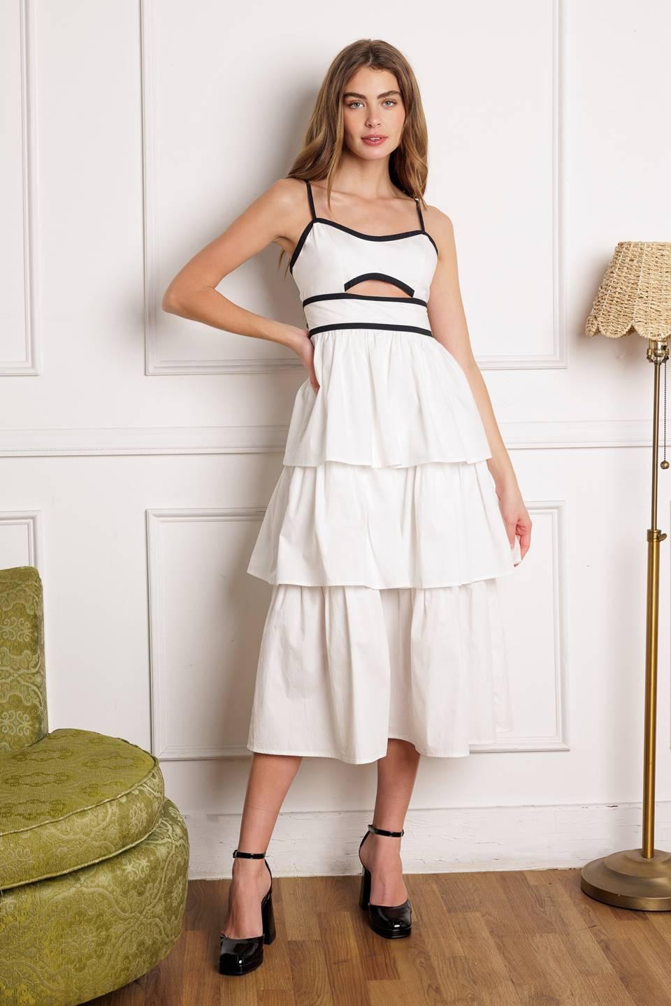 GO GETTER WOVEN MIDI DRESS L FLYING TOMATO White / L
